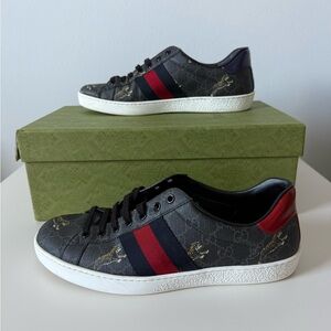 Gucci Ace Web GG Supreme Monogram Tiger Tennis Shoes Men’s Size US 9 / IT 8.5